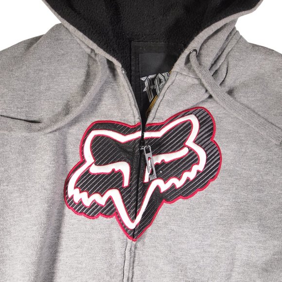 Fox Brand Gray Men's Hoodie Size Medium, Embroidered Fox Logo, Heavy Weight - Picture 3 of 5